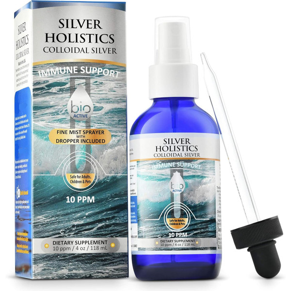Colloidal Silver Liquid Spray | 10 PPM Ionic Silver | 4 oz Glass Bottle by Silver Holistics