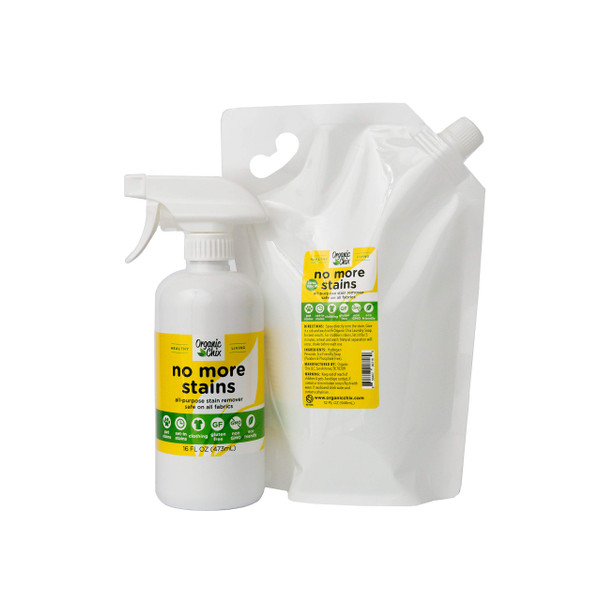No More Stains, Natural Stain Remover, Non-toxic 32 ounce Refill Pouch and empty spray bottle