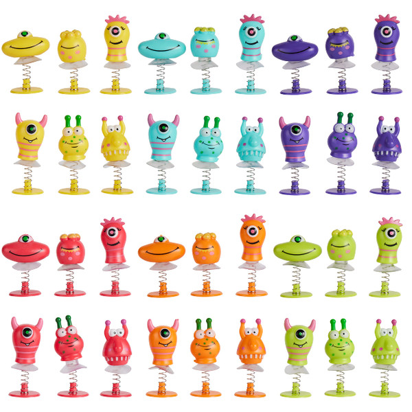 THE TWIDDLERS - 36 Monster Spring Launchers Toys, Jumping Popper Toy, Pop Up Bouncy Spring Toys for Kids, Pinata, Goodie Bags, Classroom Prizes, Birthday Party Favor for Kids