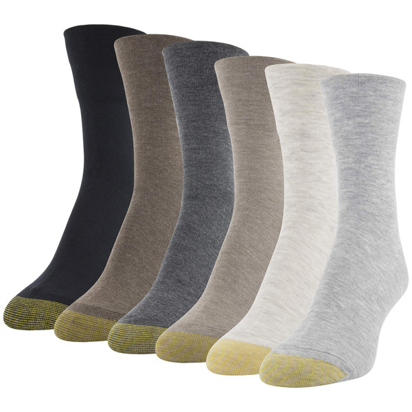 GOLDTOE Women's Ultra Soft Mid Crew Socks, 6-Pairs, Light Grey Assorted, Shoe Size: 6-9