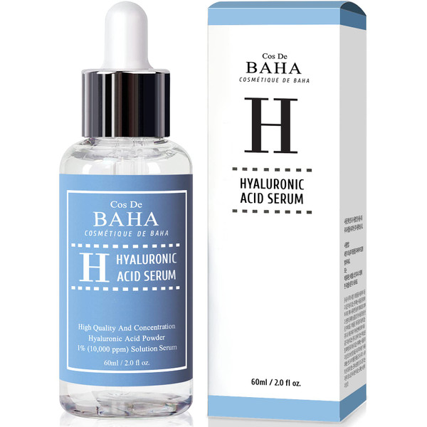 Cos De BAHA Hyaluronic Serum 2 Fl Oz – Pure Sodium Hyaluronate 10,000 ppm Hydrating Face Serum for Dry & Dehydrated Skin – Lightweight Fragrance-Free Korean Skincare Formula (60 ml)