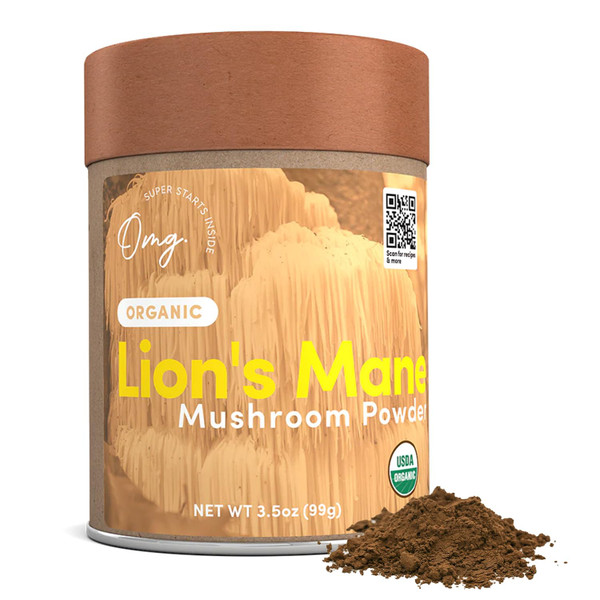 OMG Superfoods Lion's Mane Mushroom Powder - Organic, Nootropic for Memory, Known for Focus & Immunity, 50 Servings, 3.5 Ounces