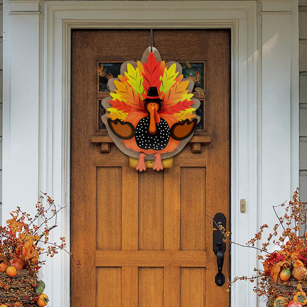 Thanksgiving decorations 3D Turkey Decor Door Hanger