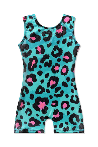 EQSJIU Girls Gymnastics Leotards Size 7-8 Years Old With Shorts Pink Leopard Light Blue Biketard For Kids Bodysuits Black Pink Clothes