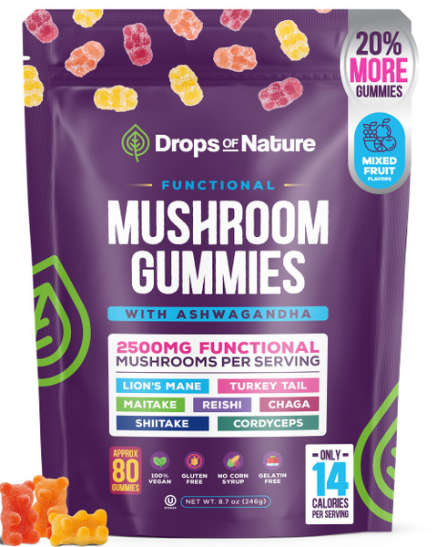 Ashwagandha Gummies and Lions Mane Mushroom Gummies Supplement - Organic - Reishi, Cordyceps, Turkey Tail, Maitake, Shitake, Chaga - Immune Defense, Boosts Cognitive Performance, Vegan, Low Carb Ashwagandha Gummies and Lions Mane Mushroom Gummies Supplement - Organic - Reishi, Cordyceps, Turkey Tail, Maitake, Shitake, Chaga - Immune Defense, Boosts Cognitive Performance, Vegan, Low Carb