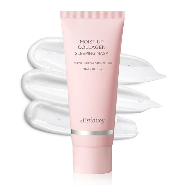 Elishacoy Moist Up Collagen Sleeping Face Mask Skincare, Hydrating, brightening Sleep Mask for Overnight Face Cream with Vitamin E, Korean Face Masks for Skin care, Anti Aging Moisture 50ML, 1.69fl.oz