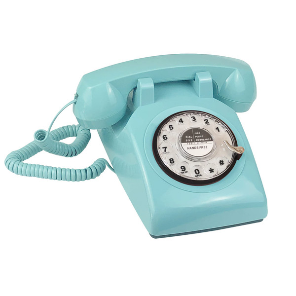 Benotek Retro Design Corded Landline Phone, Classic Vintage Old Fashioned Rotary Dial Landline Telephone Home Office Hotel Decor, blue Benotek Retro Design Corded Landline Phone, Classic Vintage Old Fashioned Rotary Dial Landline Telephone Home Office Hotel Decor, blue
