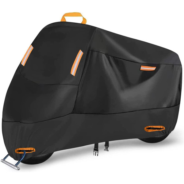 300D Motorbike Cover Waterproof Outdoor, Seceles Durable All Season Protection Scooter Cover 4 Reflective Tape Storage Bag Fits up to 82" Funda para Moto (XL: 82" x 37" x 50")