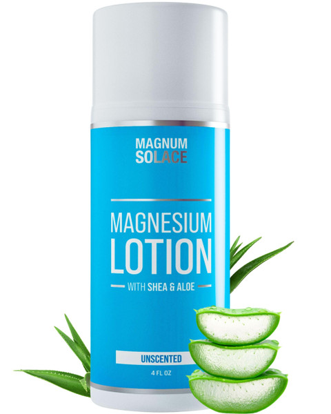 Magnum Solace Magnesium Lotion with Aloe & Shea – Apply to Legs – Alternative to Topical Magnesium Cream