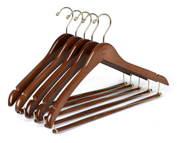 Quality Hangers Wooden Hangers Beautiful Sturdy Suit Curved Hangers Great for Travelers Heavy Duty Coat Hanger with Locking Bar Gold Hooks (5 Pack) Quality Hangers Wooden Hangers Beautiful Sturdy Suit Curved Hangers Great for Travelers Heavy Duty Coat Hanger with Locking Bar Gold Hooks (5 Pack)