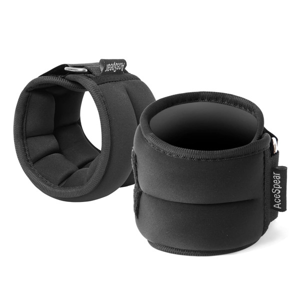 AceSpear Ankle Weights Sets for Men Women Kids 1lb 2lb 3lb 4lb 5lb Leg Weights Arm Wrist Weights Gym for Foot Exercise Training Workout Walking Jogging Yoga (Black, 2 lbs x 2)
