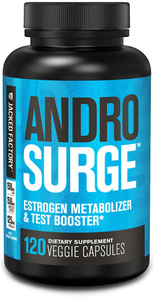 Jacked Factory Androsurge Estrogen Blocker for Men - Natural Testosterone Booster for Men & Estrogen Metabolizer with Tongkat Ali, DIM, Long Jack & More - Test Booster & Muscle Builder - 120 Count