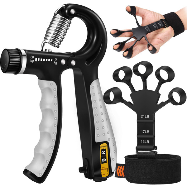 Grip Strength Trainer, Hand Grip Strengthener, Forearm Strengthener, Hand Exerciser and Finger Strengthener for Muscle Building