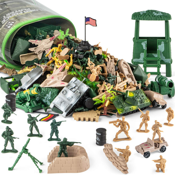 Divwa Army Men Toys for Boys 8-12, Military Soldier Army Base 160 Pcs Set Including WW2 Khaki Green Plastic and Accessories with Handbag for Kid Divwa Army Men Toys for Boys 8-12, Military Soldier Army Base 160 Pcs Set Including WW2 Khaki Green Plastic and Accessories with Handbag for Kid