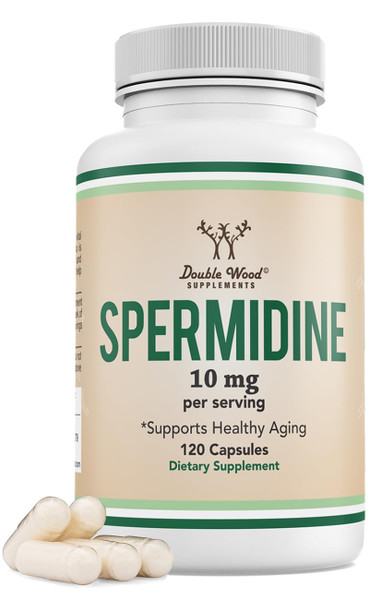Spermidine Supplement (10mg of 99% Spermidine 3HCL - Third Party Tested) 120 Capsules - Over 100x More Potent Than Wheat Germ Extract for Cell Membrane, Telomere Health and Aging by Double Wood