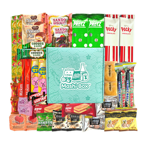 Mashi Box Asian Snack Box - 40 Count - Variety of Savory and Sweet Snacks from Japan, Korea, China Taiwan, Vietnam and more!