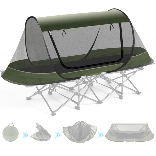 Pop-Up Mosquito Tent for Camping, 1 Person Bug Net Cot Tent, 3s Automatic Setup Screen Net for Adults & Kids, Fits with Camping Cot, Lightweight & Portable for Outdoor Hiking Traveling Pop-Up Mosquito Tent for Camping, 1 Person Bug Net Cot Tent, 3s Automatic Setup Screen Net for Adults & Kids, Fits with Camping Cot, Lightweight & Portable for Outdoor Hiking Traveling
