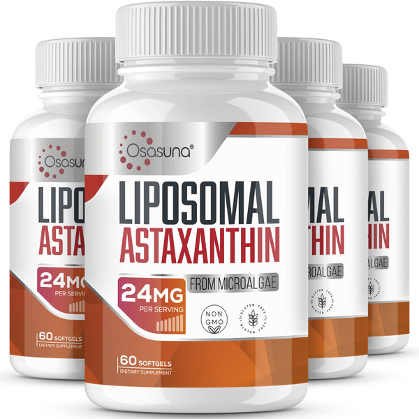 Liposomal 24mg Astaxanthin for MAX Absorption, Antioxidant Stronger Than VIT C, Astaxanthin Supplement for Immunity and Eye, Skin Function - 240 Softgels