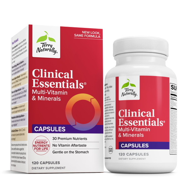 Terry Naturally Clinical Essentials - Supplement to Aid Bone, Cardiovascular & Immune Health - Supplement with Chelated Minerals - Supplement with B-Vitamins & Vitamin C - 120 Capsules