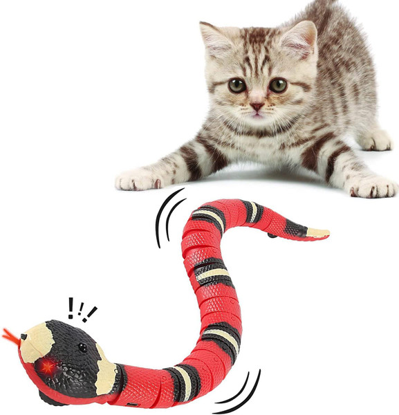 CSD Interactive Smart Sensing Snake Toy for Cats, Dogs &Kids - USB Rechargeable, Automatically Senses Obstacles - Electric Toy Gift & Prop for Halloween, Christmas & April Fools