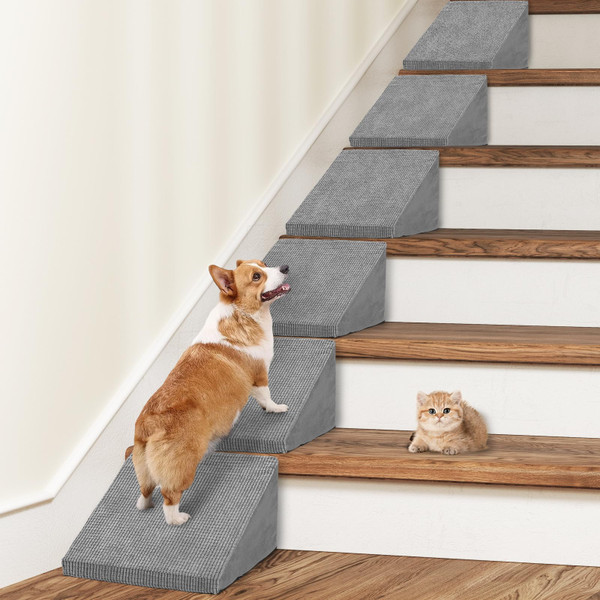 Dog Stairs/Steps for Small Dogs and Cats, (Gray-Pack 6)