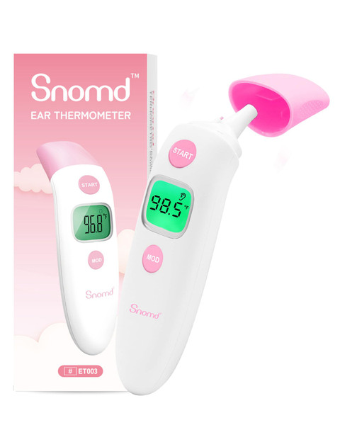Snomd Forehead and Ear Thermometer 3 in 1 Non-Contact Backlight Body Object Temperature Checking Sensor Touchless Digital Thermometer with Fever Alert