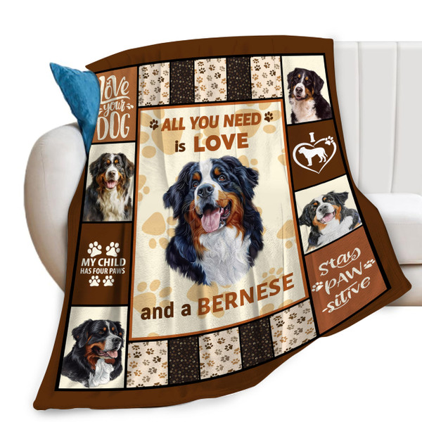 Bernese Mountain Dog Print Blanket Best Dog Pet Animal Throw Blankets for Couch Sofa Stuff Decor Gifts Lightweight Soft Cozy Fleece Plush Warm Flannel Bedding for Lover Man Woman Teen Adults 40"x50"