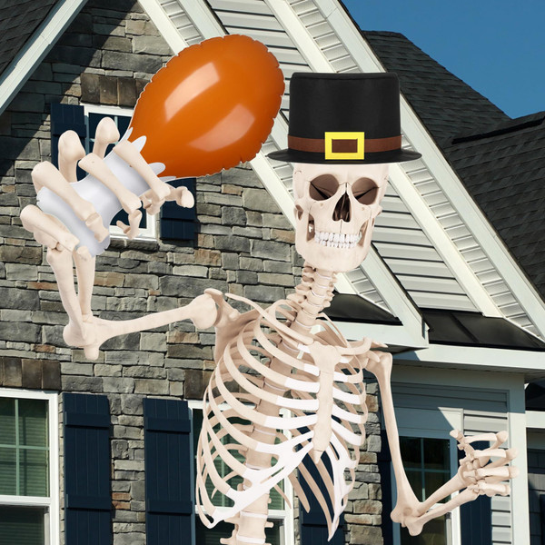 Cozypower 12 ft Skeleton Accessories Inflatable Turkey Leg Giant Thanksgiving Top Hat with Buckle Thanksgiving Favors Halloween Skeleton Costume for Garden Lawn Outdoor Decor