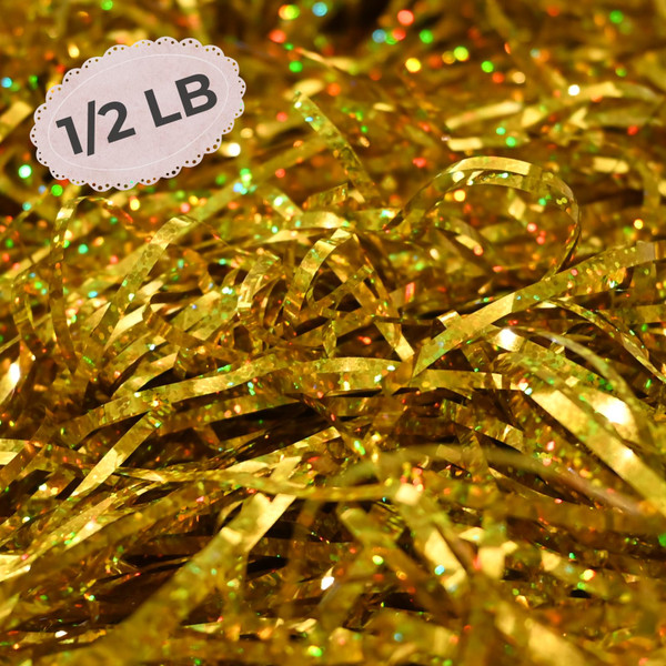 Kalyamo DISCO FEVER Metallic Silver Shred | 8oz (1/2 lb) Laser-Cut Party Filler | Shimmering 70s Retro Decor for Weddings, Birthdays, Party | DIY Crafts & Gift Wrap