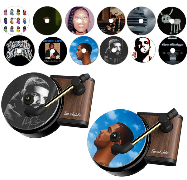 Drake Car Air Freshener Album Cover, with Record Player Vent Clips, Air Freshener Car Accessories for Music Fans Gift