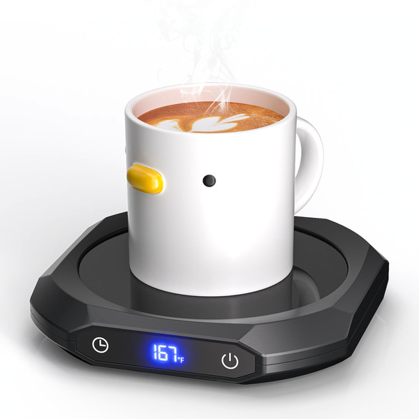 Mug Warmer, 1-12H Timer Coffee Mug Warmer for Desk with Temperature Display, 3 Temp Settings Smart Candle Warmer Auto Shut Off Smart Electric Beverage Warmer for Coffee, Tea, Water, Milk and Coco