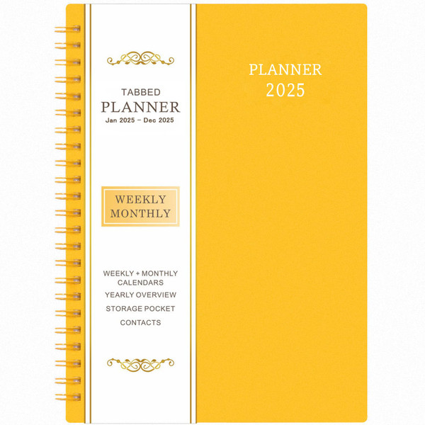 2025 Planner - Planner 2025, 2025 Planner Weekly and Monthly, January 2025 - December 2025, 6.25" × 8.3", Tabs, Inner Pocket, Strong Twin-Wire Binding, Improving Your Time Management Skill