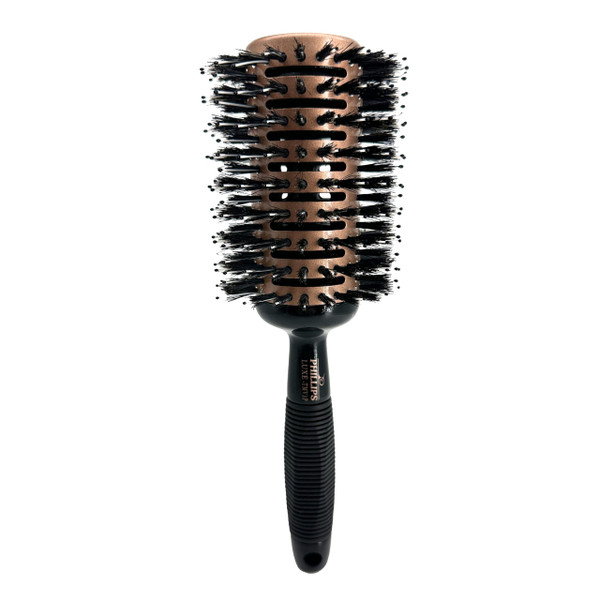 Phillips Brush Luxe Tourmaline Monster Vent 3 Poly-Tip Professional Hair Brush (3.5” Barrel Head) - Vented Blowout Hairbrush with Poly Tipped Nylon & Boar Hair Bristles