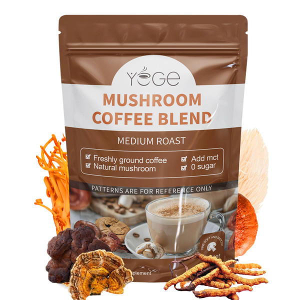 YEGE Mushroom Coffee Organic, with Mushroom Organic Coffee, Instant Mushroom Coffee for Better Focus and Immune Support, Stress Relief, Good Organic Supplemen