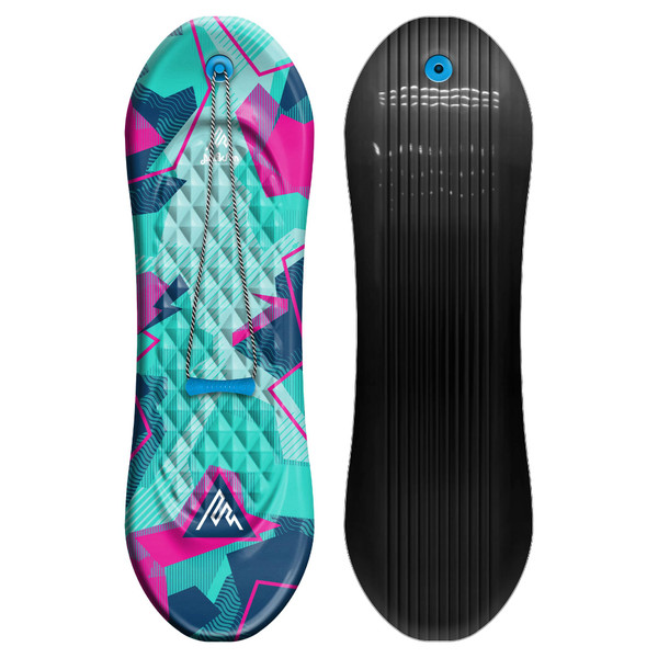Artikfun Premium Foam Snowboard Sled, Tow Rope and Handle, Sized for Youth and Adults, Contoured Foot Deck Design, 48in-122cm Design Length, Turquoise Pink