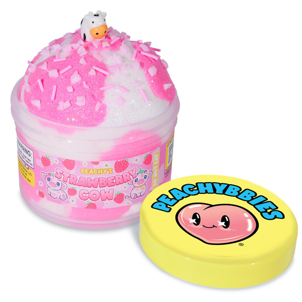 Peachybbies Strawberry Cow Cloud Slime - Made in USA Premium, 100% Authentic, 7 oz., Scented for Kids, ASMR, Slime Charms, Fidget Toys