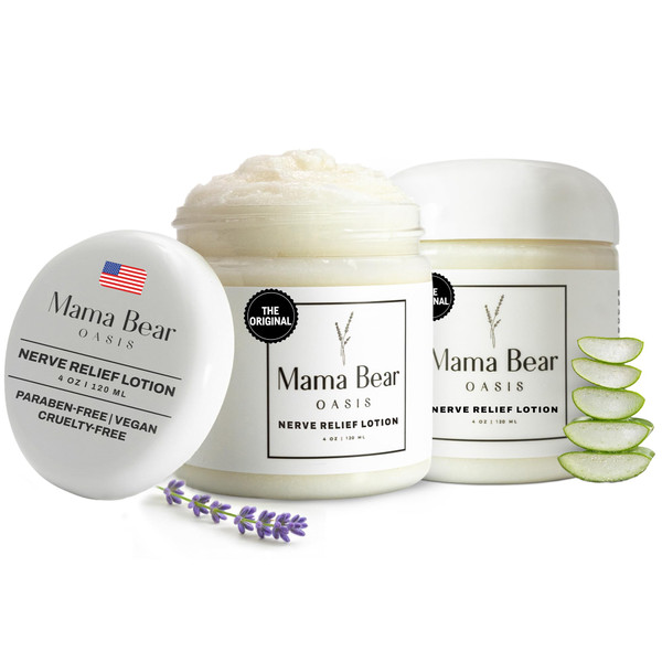 Mama Bear Oasis Lotion - Neuropathy Nerve Therapy & Relief Cream - Maximum Strength Relief Cream for Foot, Hands, Legs, Toes Includes Magnesium, Arnica, Vitamin B6, Aloe Vera, MSM (Pack of 2)