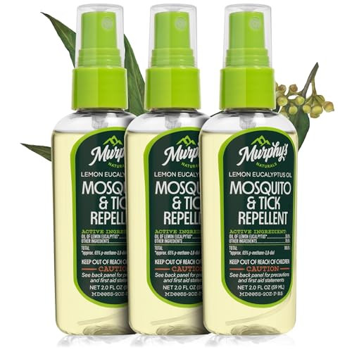 Murphy's Naturals Mosquito & Tick Bug Repellent Spray, Oil of Lemon Eucalyptus for Skin + Outdoor Gear, DEET-Free, 2 Ounce Pump, 3-Pack