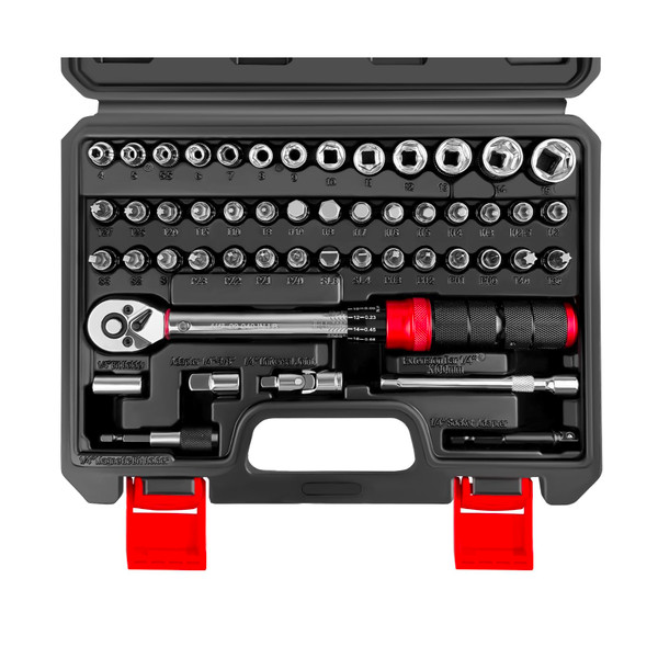 WETT 50Piece Click Torque Wrench Set, 1/4 Inch Drive Bike Torque Wrench, 2.3-27.1NM (20-240IN.LB), ±3% Precision, Bicycle Maintenance Tool Kit with Bit Sockets, Adapter, Universal Joint, Extension Bar WETT 50Piece Click Torque Wrench Set, 1/4 Inch Drive Bike Torque Wrench, 2.3-27.1NM (20-240IN.LB), ±3% Precision, Bicycle Maintenance Tool Kit with Bit Sockets, Adapter, Universal Joint, Extension Bar