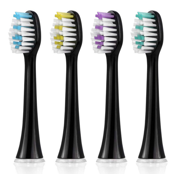 CALLYSONIC Replacement Heads for H21 H31 Electric Toothbrush, Toothbrush Heads for Optimal Plaque Clean, 4 Brush Heads, White, Black, HC9901