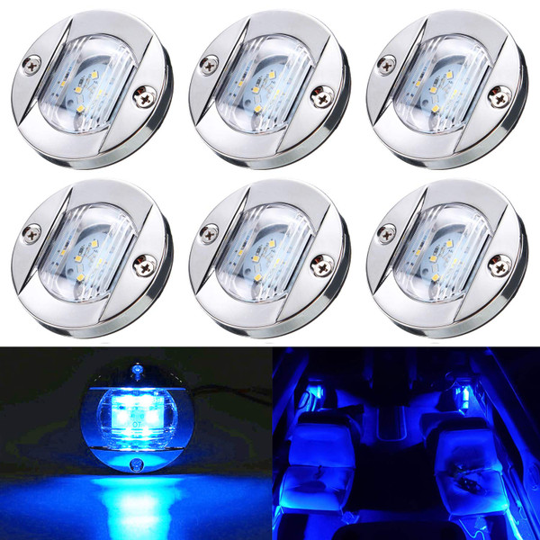 KEING 6 Pcs Marine Boat LED Cabin Deck Courtesy Light Stern Transom Lights 12V Blue for Boating Kayak Yacht, Dinghy, Sailboat, Pontoons, Navigation Vessels, Freighters, Hovercrafts, Hunting & Fishing