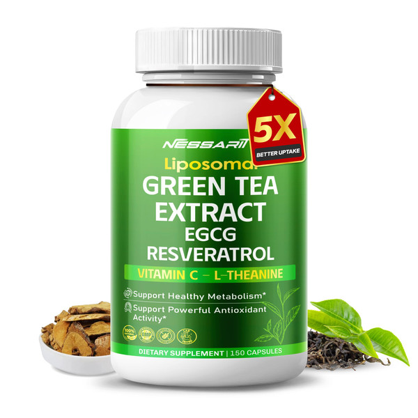 NESSARIT Green Tea Extract, EGCG, Caffeine, Vitamin C & L-Theanine – Support Metabolism & Antioxidant Health – 150 Capsules – Made in USA NESSARIT Green Tea Extract, EGCG, Caffeine, Vitamin C & L-Theanine – Support Metabolism & Antioxidant Health – 150 Capsules – Made in USA