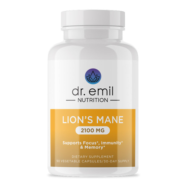 DR. EMIL NUTRITION 2100mg Organic Lions Mane Supplement Capsules - Focus, Mental Clarity & Cognition - Nootropic Lion's Mane Mushroom Supplement with Organic Lions Mane
