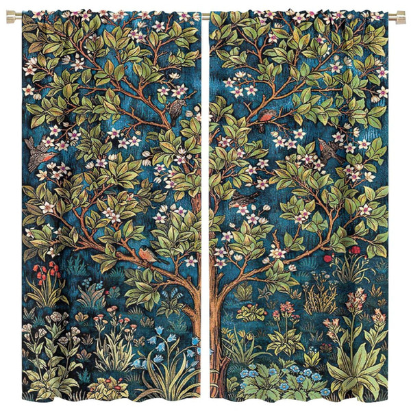 William Morris Curtains,Retro Woodpecker Floral Flowers Print Window Drapes for Woman Living Room Bedroom Decoration Thermal Insulated Curtains for Home Decor,2 Panels,42x54 Inch Decor William Morris Curtains,Retro Woodpecker Floral Flowers Print Window Drapes for Woman Living Room Bedroom Decoration Thermal Insulated Curtains for Home Decor,2 Panels,42x54 Inch Decor