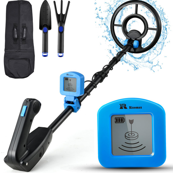 Metal Detector for Kids, Waterproof Kids Metal Detector, 7.4 Inch Search Coil with LCD Dispaly, 24 Inch to 35 Inch Adjustable Stem Buzzer, Vibration Sound, 2 Pounds Lightweight Easy to Use