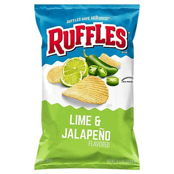 Ruffles Lime & Jalapeño Flavored Potato Chips, 8.5 Oz