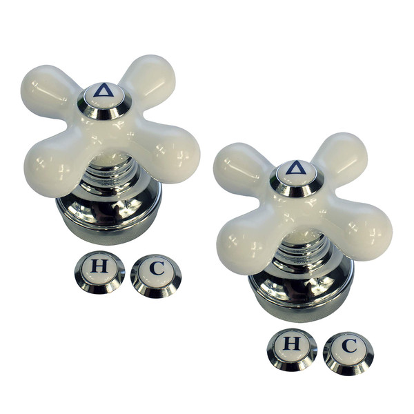 Danco 46004P Cross-Arm Tub/Shower & Sink Faucet Handle, Fits 2-3 Handle Faucets, Does NOT FIT Delta & Moen FAUCETS, Chrome/White Porcelain 2-Pack