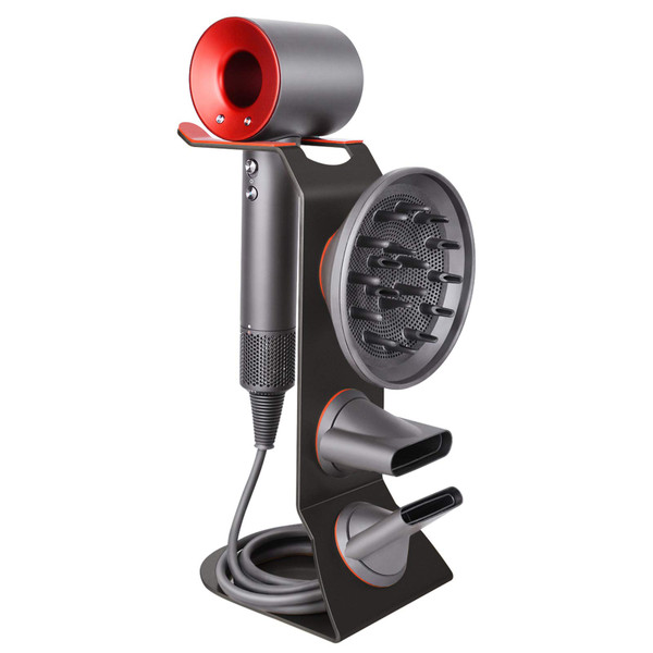 FLE Hair Dryer Stand Holder - New upgrade Protective Silicone Pad Design for Dyson Dryer and Compatible for All Dyson Supersonic Models,Metal Black