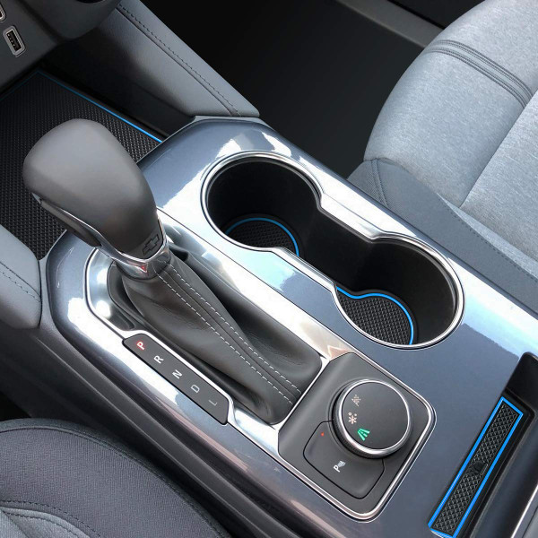 Auovo Anti Dust Mats Compatible with Chevy Blazer Accessories 2019 2020 2021 2022 2023 Custom Fit Cup Holder Insert Liner Coaster Center Console Door Pads Interior Trim (19pcs/Set) (Blue)