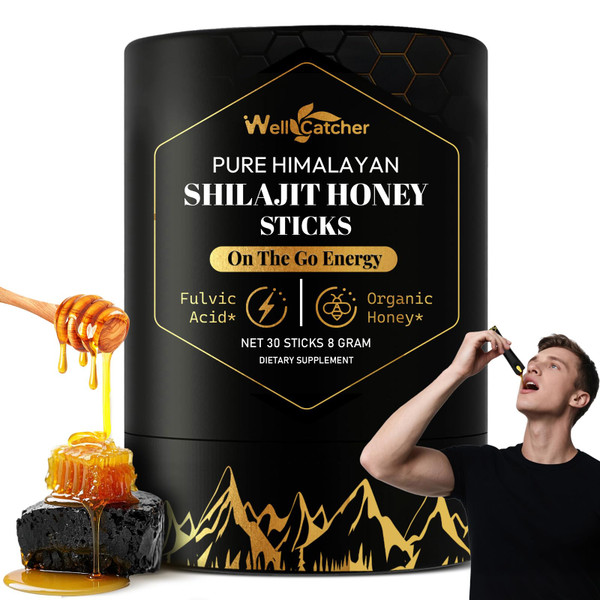 Himalayan Shilajit Honey Sticks Organic- Honey Packets for Men Women with Pure Shilajit Saffron Natural Energy Focus & Immune Support | 85+ Trace Minerals 75% Fulvic Acid Individually Wrapped 30CT Himalayan Shilajit Honey Sticks Organic- Honey Packets for Men Women with Pure Shilajit Saffron Natural Energy Focus & Immune Support | 85+ Trace Minerals 75% Fulvic Acid Individually Wrapped 30CT